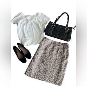 Worthington Tan/Gold w/ Brown Lining Sequin A-Line Midi Skirt/Size 16